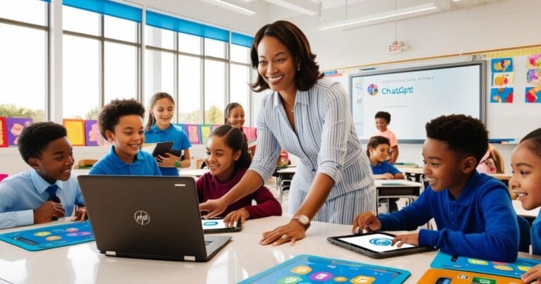 Professora utilizando prompts chat gpt para aprender idiomas para transformar o aprendizado de seus alunos em uma experiência personalizada e engajadora